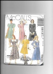 5813 MCCALLS 1992 FLARE BUTTON DOWN DRESS 3 LENGTHS PATTERN 16-20 UNCUT